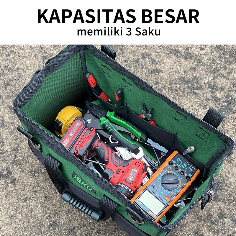 ISKU Tool Bag 14 16 18 Inches Tool Storage Bag Multifungsi Tas Perkakas Oxford Material Portabla Tempat Tools Waterproof Perkakas Bengkel