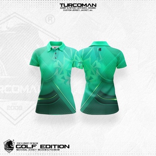 Jersey Golf Wanita Dryfit Atasan Olahraga Polo shirt FullPrinting
