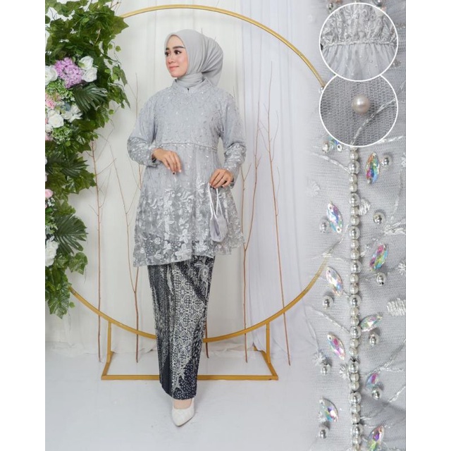 Setelan kebaya tulle Kamila//kebaya tulle mutiara//kebaya wisuda terbaru//kebaya pesta