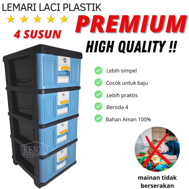 Lemari Container Kabinet 3 Susun Slide Plastik Tebal Napolly