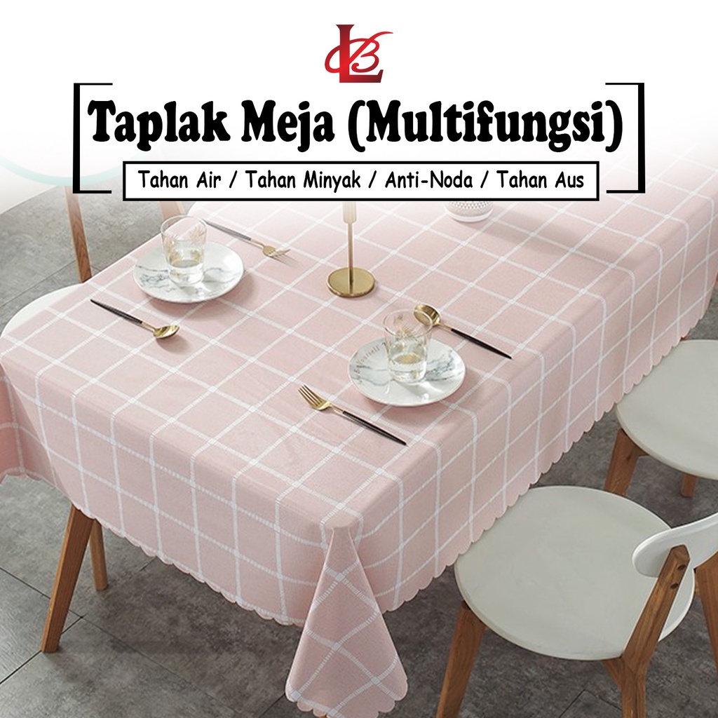 Taplak Meja Makan Ruang Tamu Anti Air Pvc Ukuran Besar 137 X 183 Motif Modern Pola Kotak / Taplak Meja Makan Kotak Ruang Tamu Anti Air Tebal Premium Pola Kotak (D11-3A)