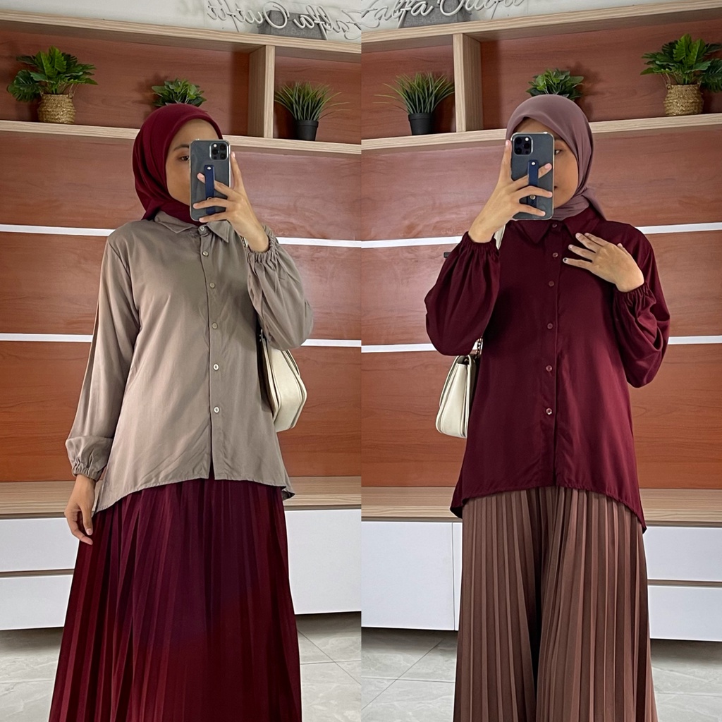 KARINA blouse by ZALFA OUTFIT / blouse polos / kemeja polos / blouse rayon