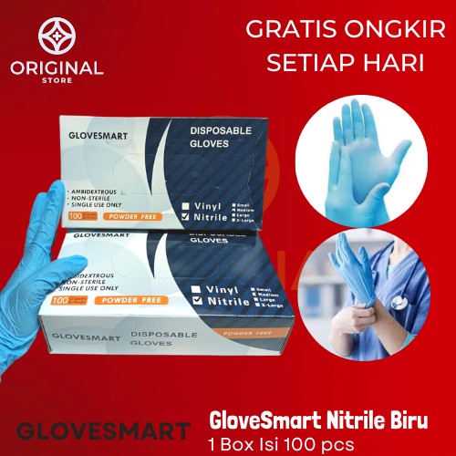 SARUNG TANGAN KARET SAFEGLOVE SAFE GLOVE NITRILE NITRIL GLOVE HANDSCOON GLOVES NON POWDER - ONEMED