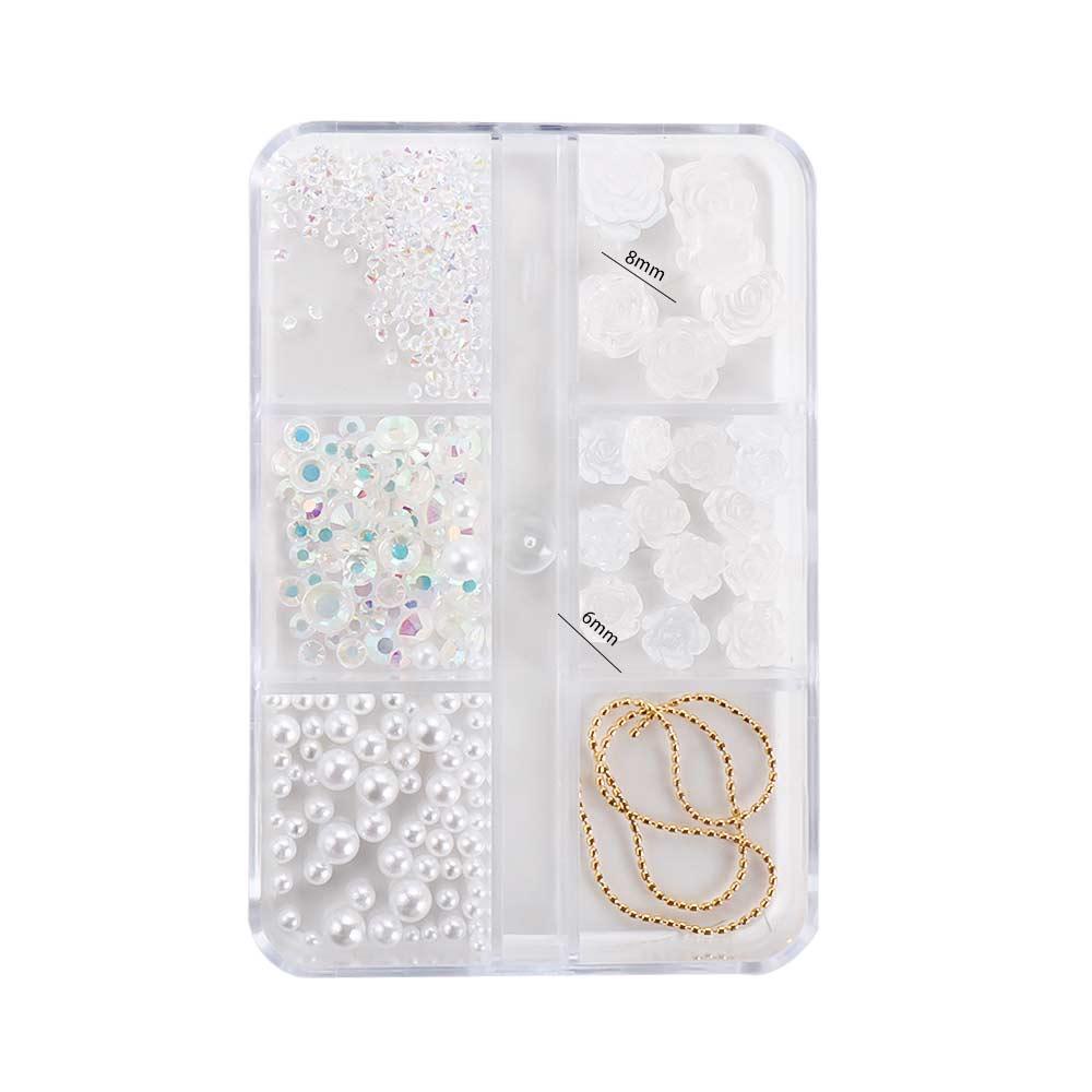 Mxbeauty Dekorasi Nail Art Wanita Ukuran Campur Steel Bead Camellia Flowers Manicure Aksesoris Perubahan Cahaya Hiasan Kuku