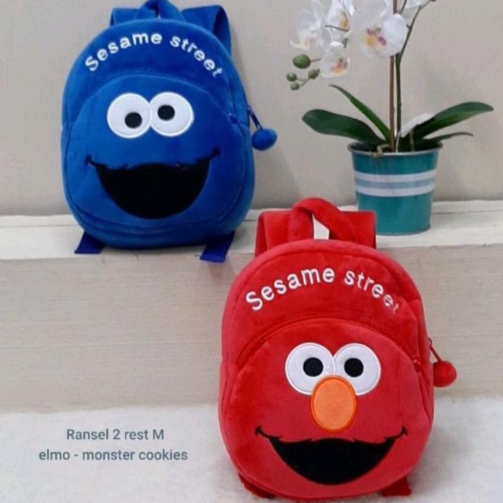 Ransel 2rest Elmo Cookies Size M/tas boneka karakter/tas boneka sesame street/tas sekolah anak paud