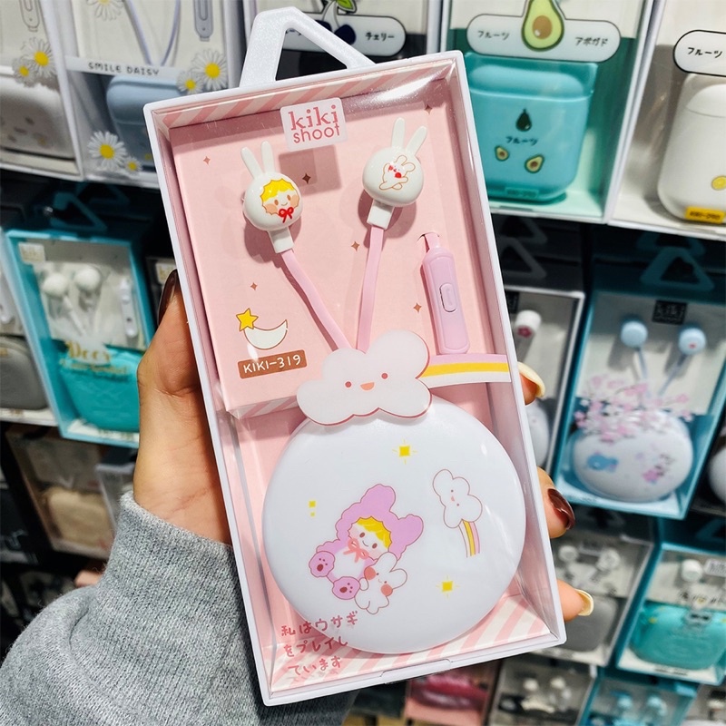 [ KI 319 ] Set Headset Earphone Lovely earphone CARTOON /Wadah penyimpanan Earphone Karakter