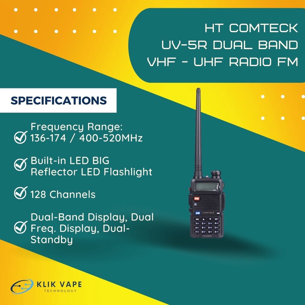 PROMO HT MURAH Comteck UV-5R Dual Band VHF - UHF Radio FM TERMURAH BISA GRAB/GOJEK INSTANT