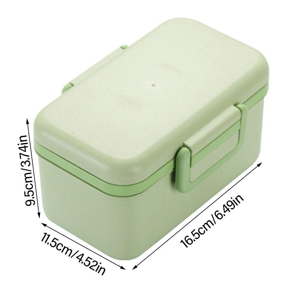 R-FLOWER Lunch Box Microwavable Piknik Camping Persegi Panjang Grid Wadah Makanan