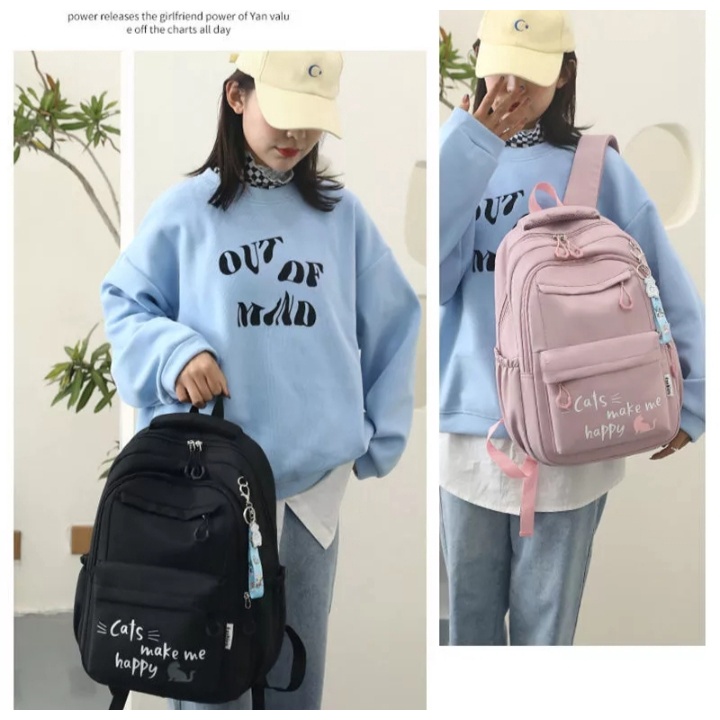 PTM - Tas anak sekolah perempuan- ransel cats make me happy