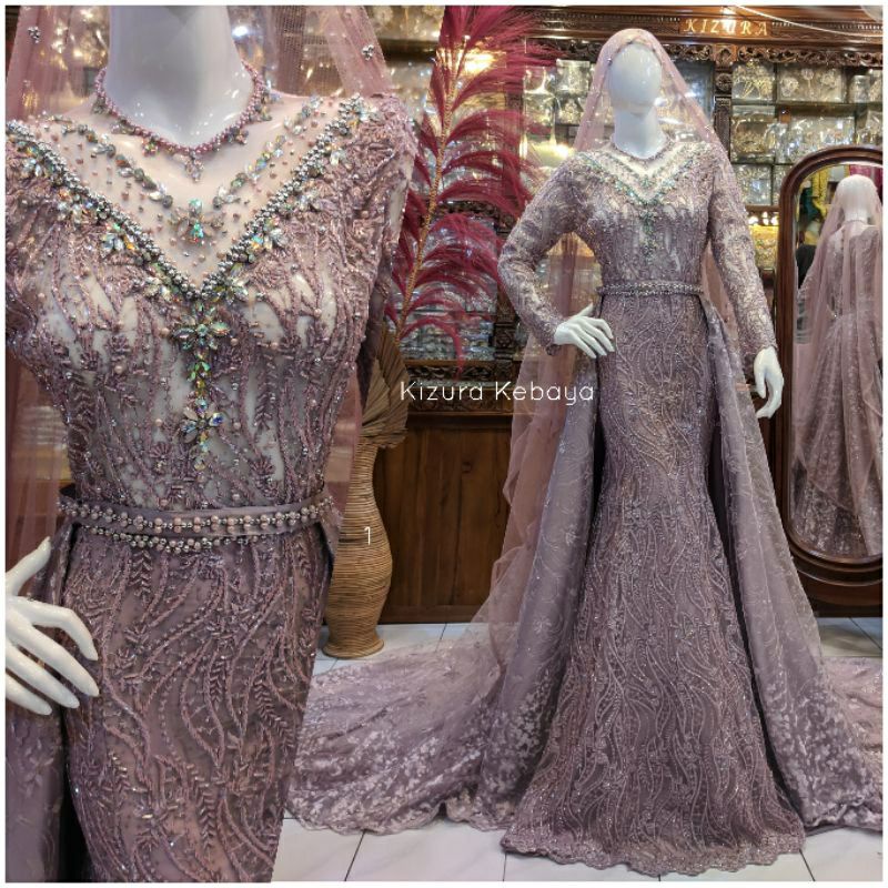 Gaun Pengantin Slim Dress Full Payet 2 in 1