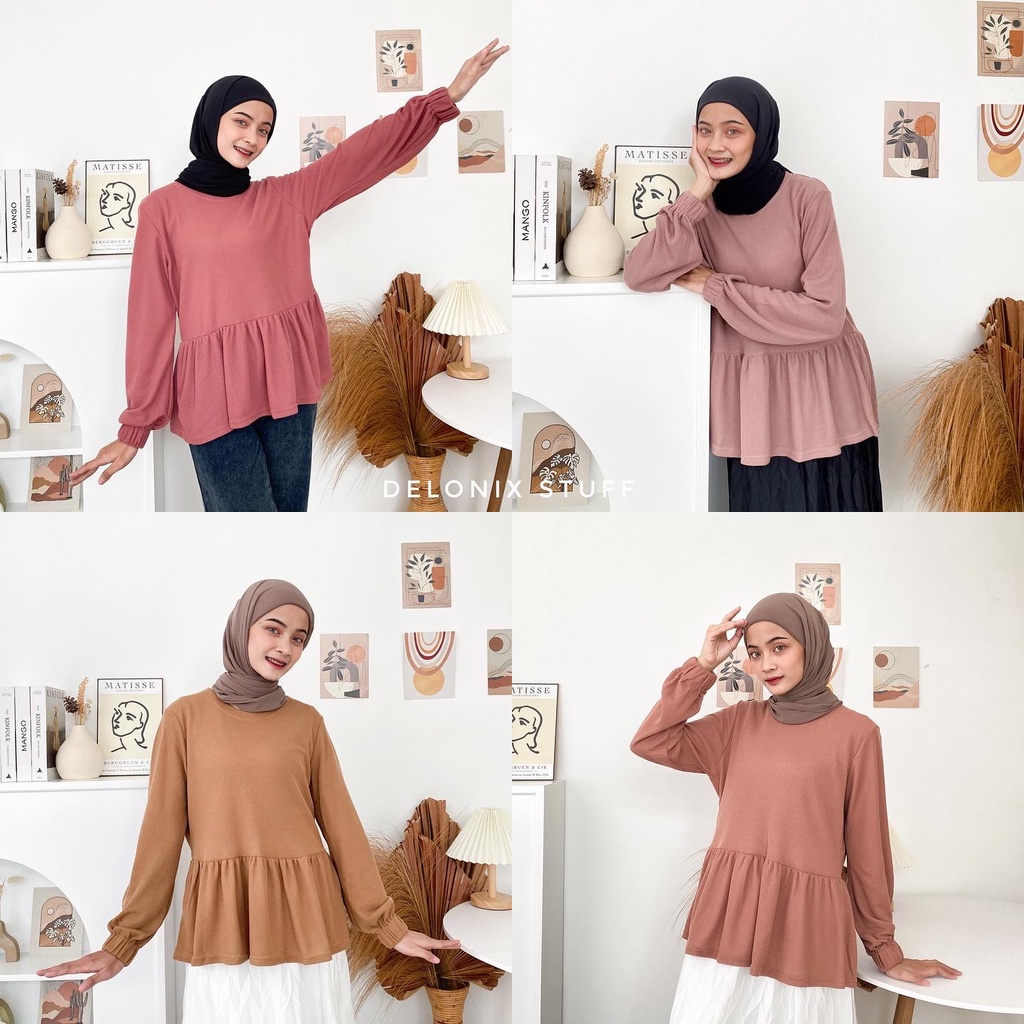 Waffle peplum top
