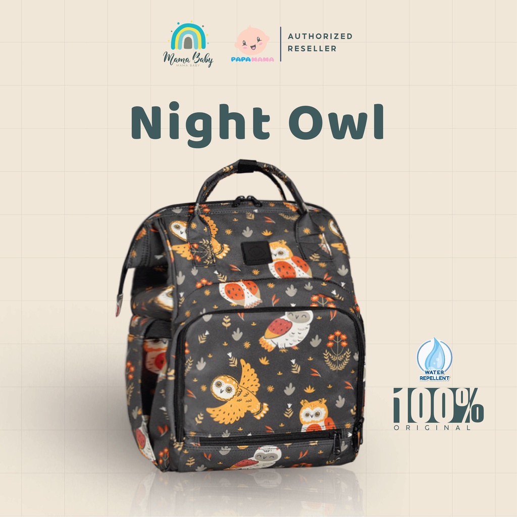 MBS -PapaMama Backpack Pattern  - Tas Perlengkapan Bayi - Water Repellent Fabric - Night Owl 1034