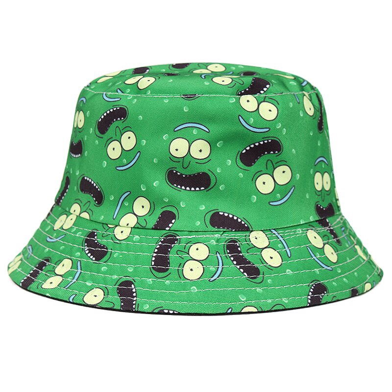 Topi Bucket Motif Print Anime Bahan Katun Untuk Pria Dan Wanita