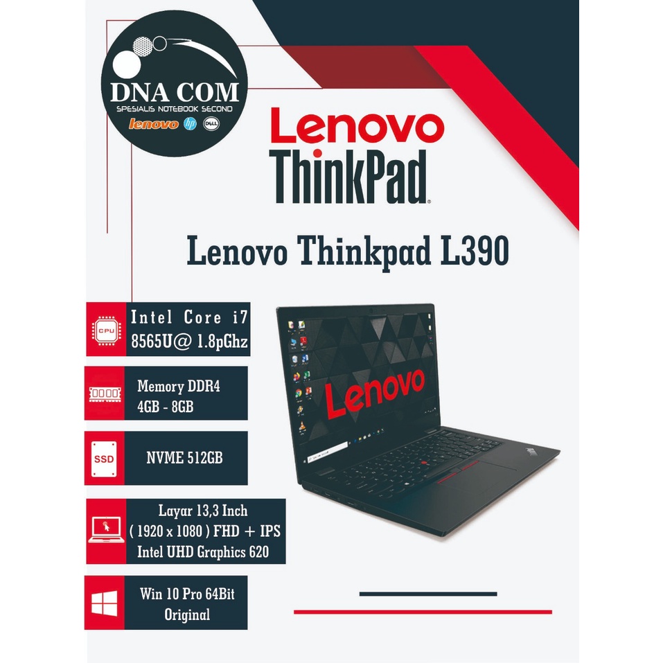 Lenovo Thinkpad L390 i7 8565U | 8GB | SSD 512GB | FHD | IPS | Win Ori