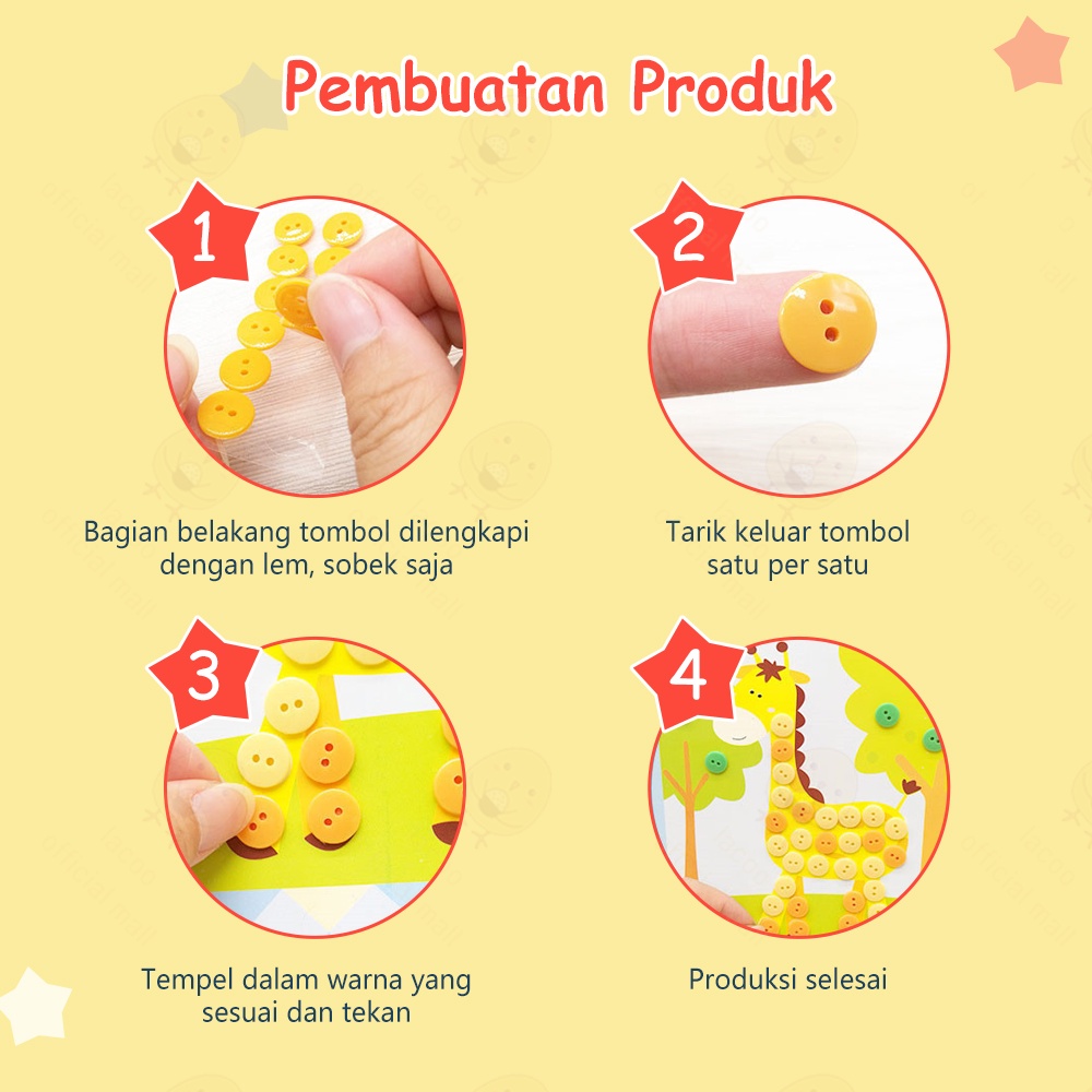 Poney Mainan edukasi anak Lukisan kancing Handmade diy 1pcs