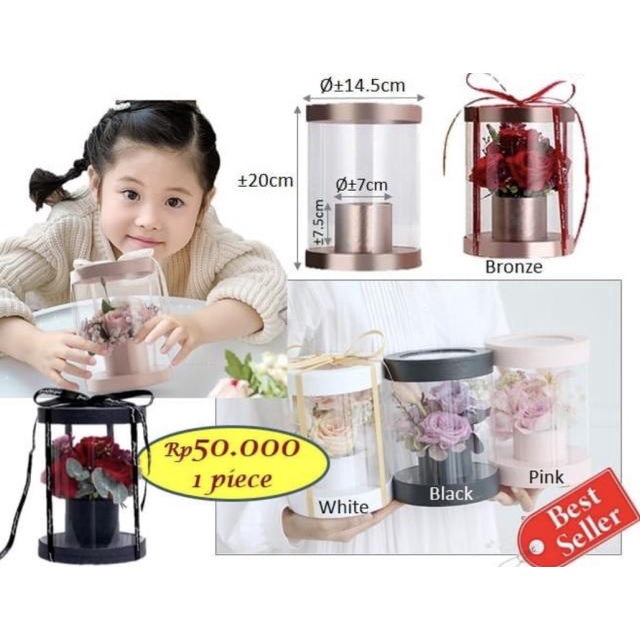 

Mini Opp Round Flower Box - Box mika - mica flower box - Putih