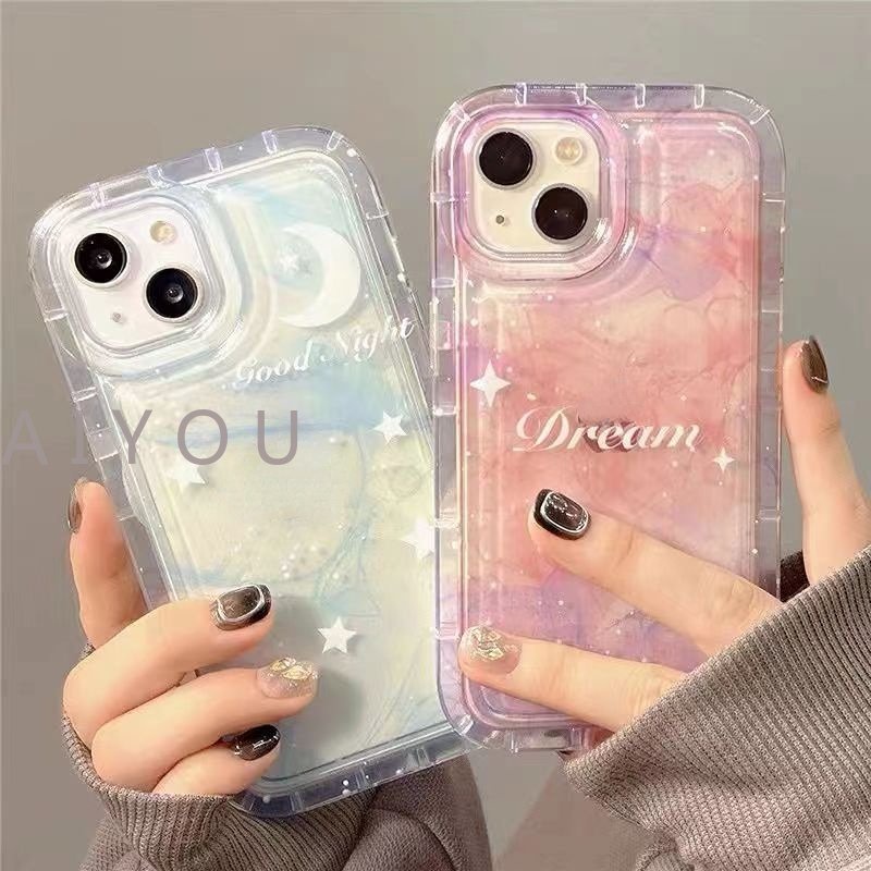 Soft Case TPU Transparan Gradasi Ungu Bintang Bulan Cover IPhone 14 13 12 11 Pro Max