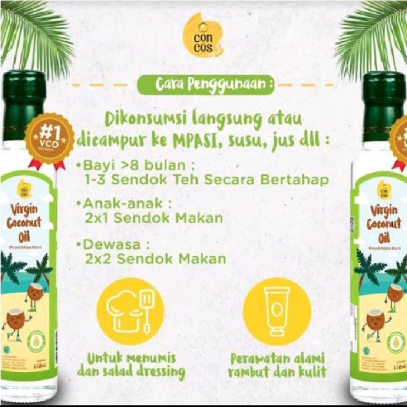 Concos Virgin Coconut Oil Kids VCO Minyak Kelapa Murni ukuran 250ml