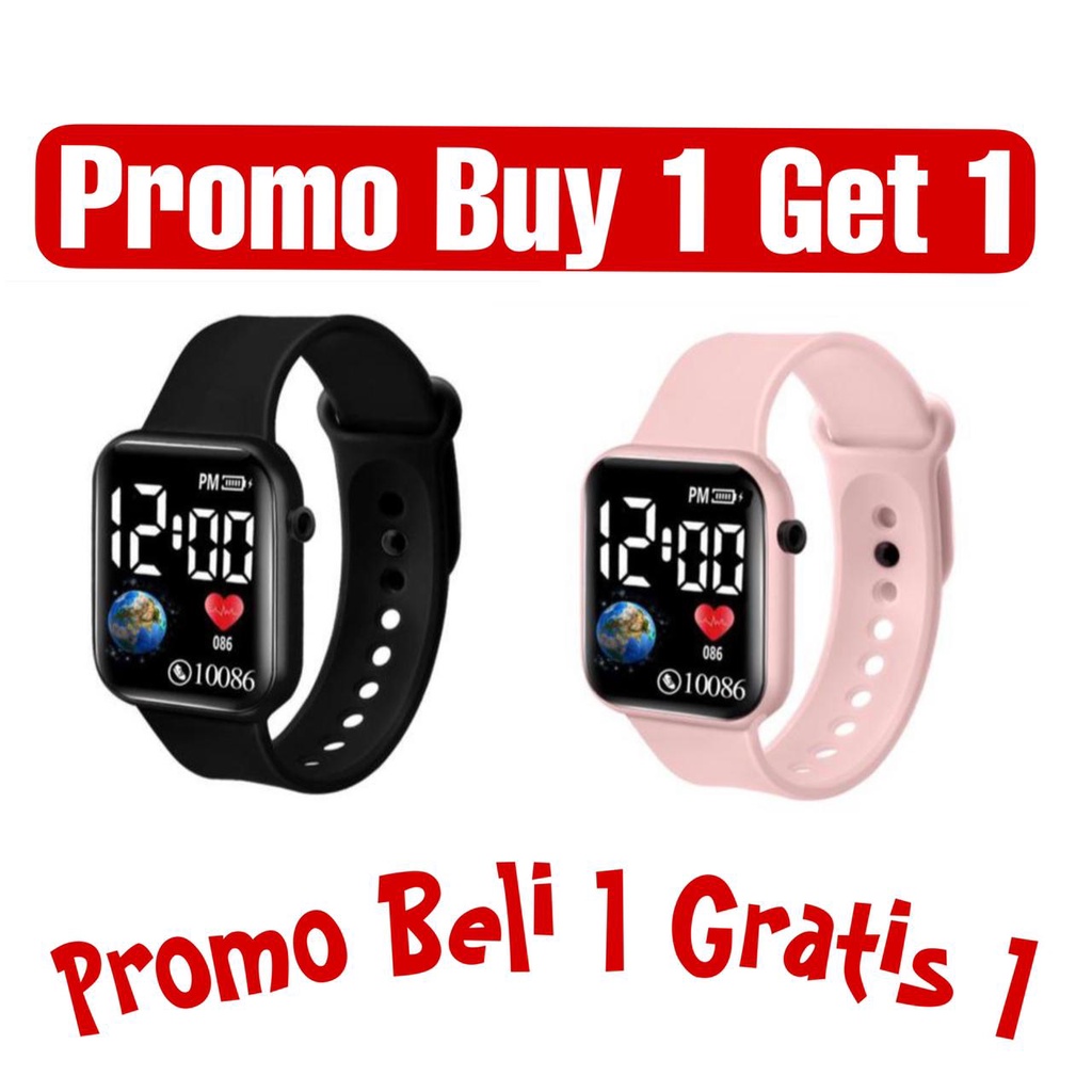 (KWS) PROMO BUY 1 GET 1 JAM TANGAN COUPLE PASANGAN PRIA WANITA LED DIGITAL C1-3