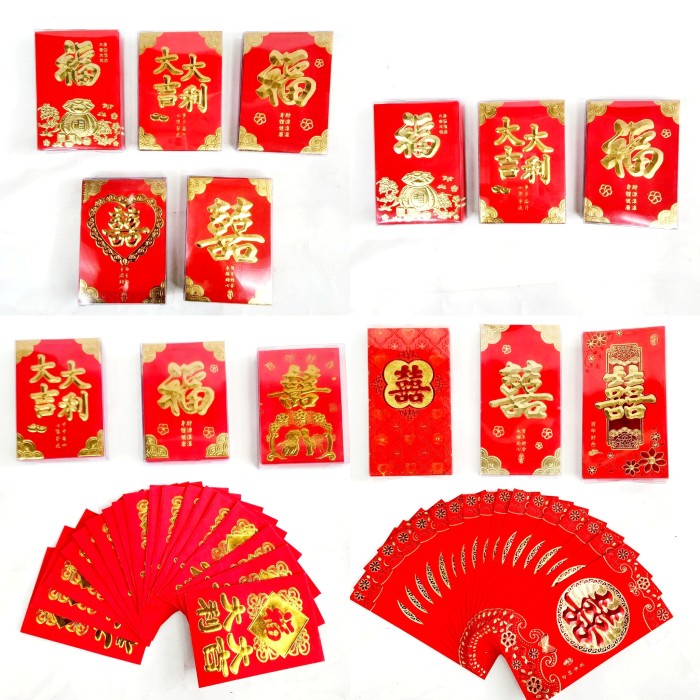 Ornamen Imlek Harga Grosir TermurahAngpao Imlek Box Isi Banyak Angpau Merah Fu Ampau Kawin Merah Shuangxi