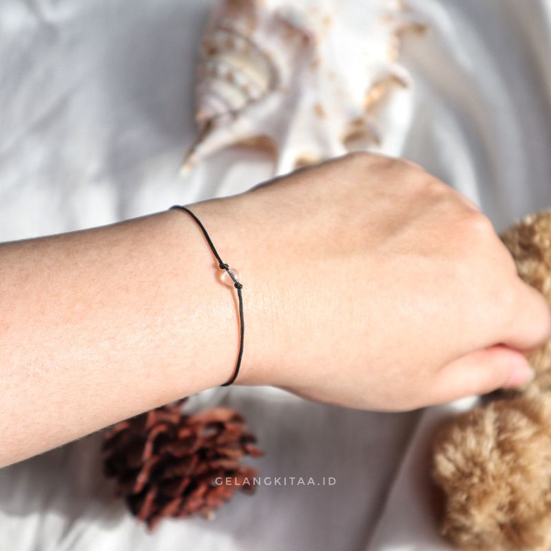 Gelang Simple Minimalis Manik Clear Quartz 6mm Unisex