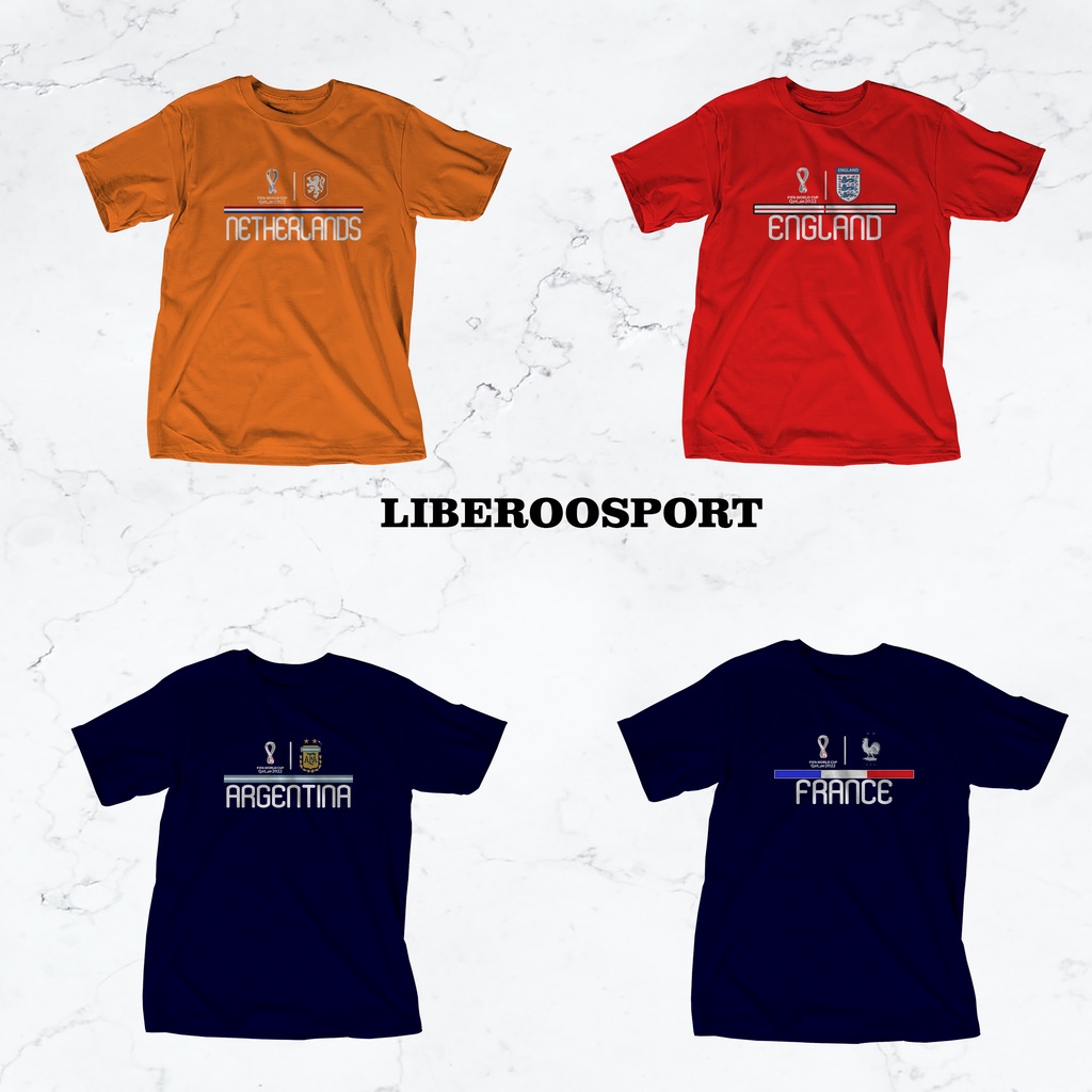 Kaos Tshirt Baju Combed 30S Distro | Kaos bola world cup piala dunia qatar 2022 timnas Belanda inggr