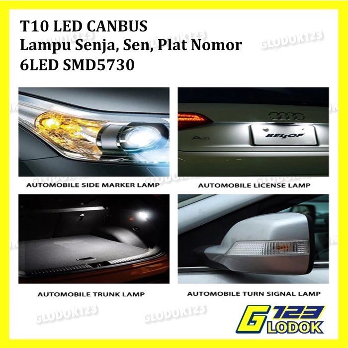T10 Crystal Jelly 6 Mata Kedip LED 5730 CANBUS Lampu Senja Sen Sein