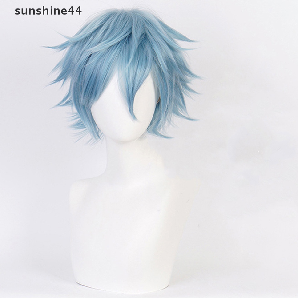 Sunshine Wig / Rambut Palsu Anime Shigaraki Tomura Warna Abu-Abu Biru Untuk Kostum Cosplay