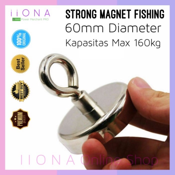 Promo Gantungan MAGNET FISHING NEODYNIUM STRONG 60mm Alat Pancing Logam Besi Berkualitas