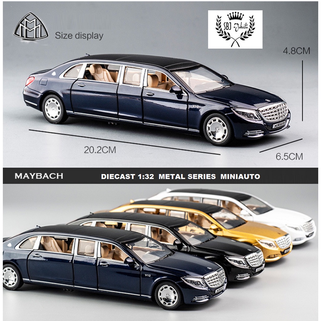 Diecast miniauto miniatur mobil Mercedes Maybach 1:32 Metal Series