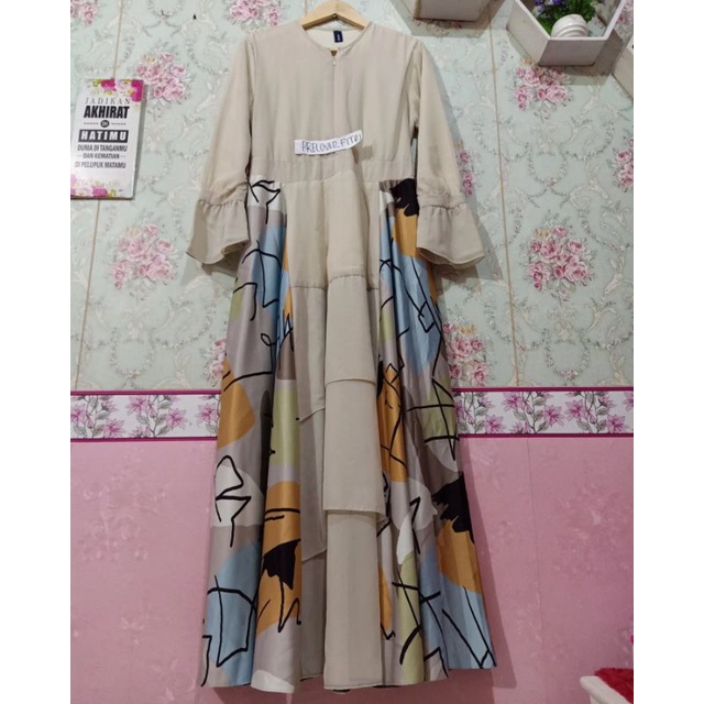 Gamis cerruty preloved HOUSE OF KANIO dress second pl muslimah syar'i maxy umbrella midi