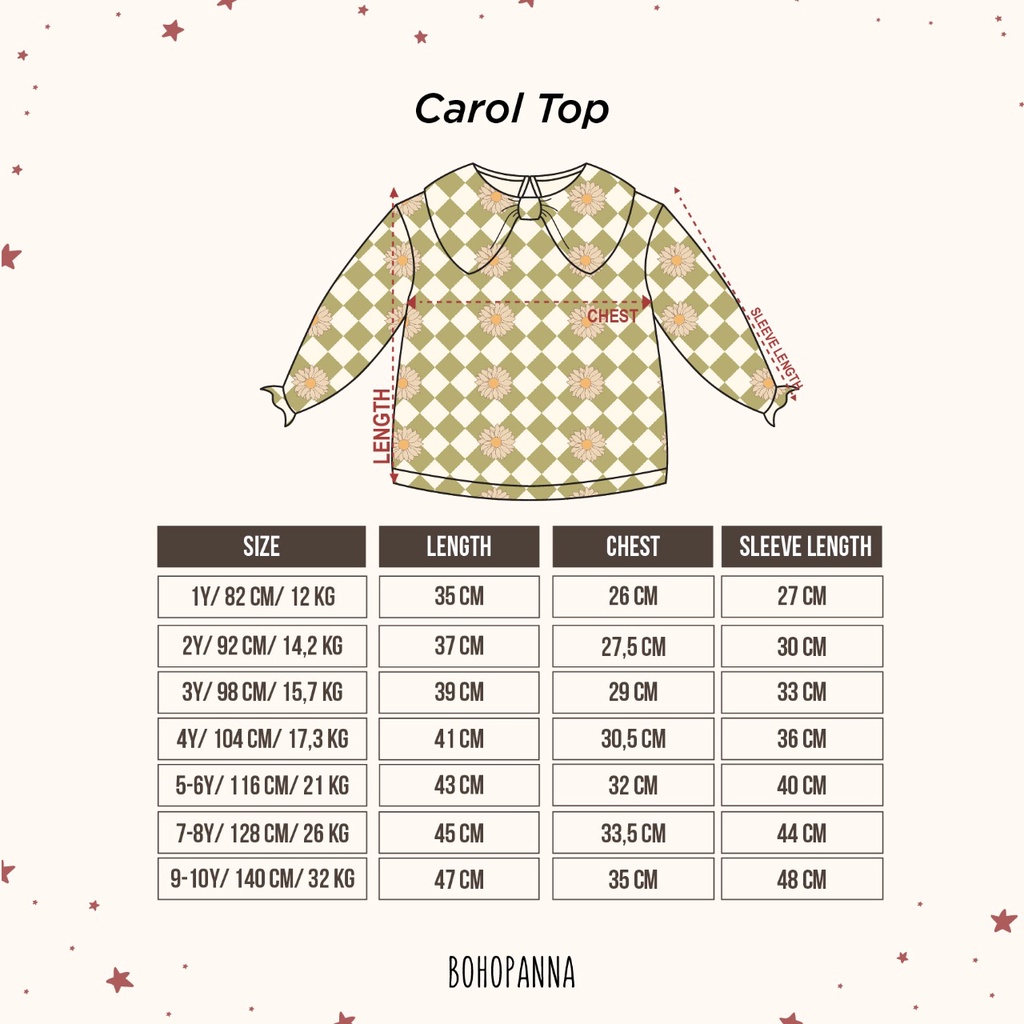 BOHOPANNA YVONNE SHIRT/ CAROL TOP / Carol Top Bohopanna /BLOUSE ANAK LENGAN PANJANG/ Kemeja Anak Perempuan