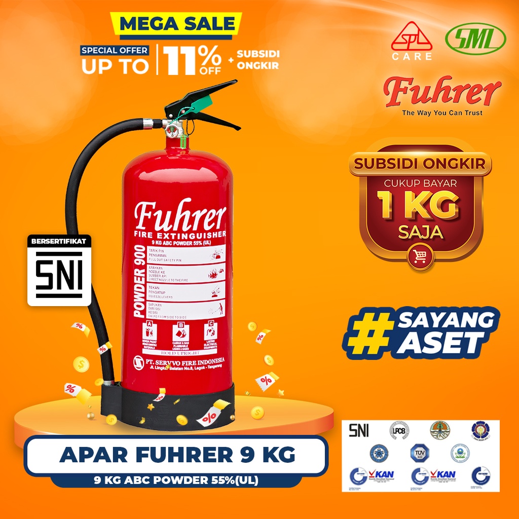 Jual APAR FUHRER 9 KG SNI, 9 KG ABC POWDER 55 (UL), APAR SNI FUHRER