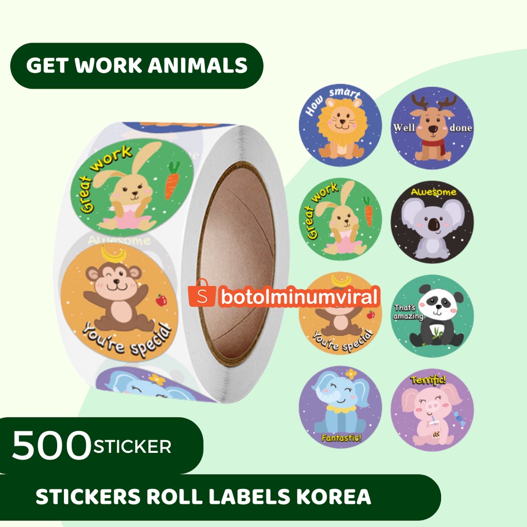 Sticker Reward Label Isi 500 pcs Bulat Nilai Anak Paud TK Sekolah Lucu