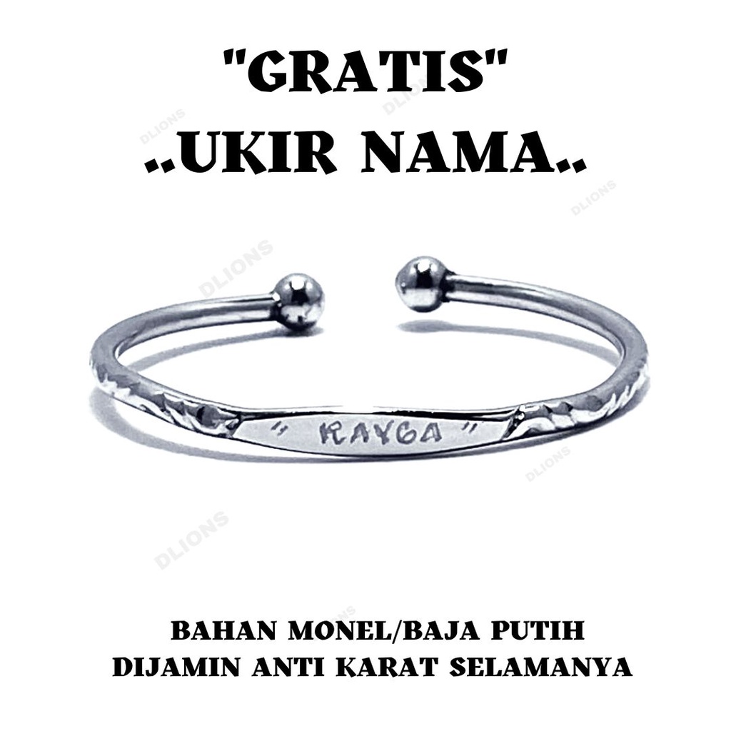 GELANG BAJA PUTIH UKIR NAMA GELANG MONEL