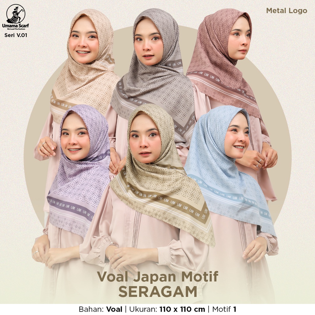 Umama Scarf - jilbab Motif Segi Empat Voal Japan Print Lc DAPET 5 PCS