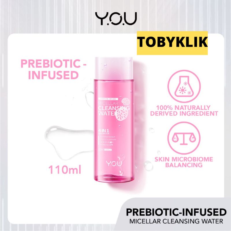 YOU Prebiotic Infused Micellar Cleansing Water 4 in 1 110ml dan 50ml