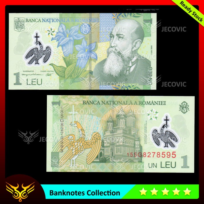 ROMANIA 1 Leu 2005 Polymer , UNC , Uang Asing