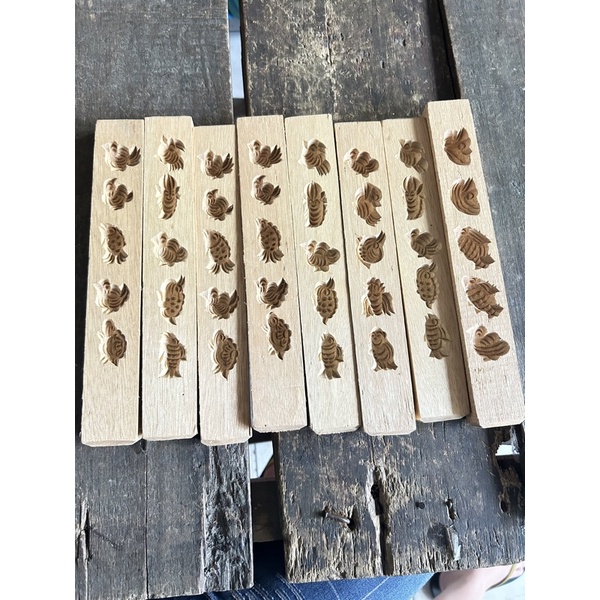 Cetakan kayu kue bangkit kayu 5 gambar ikan kura burung