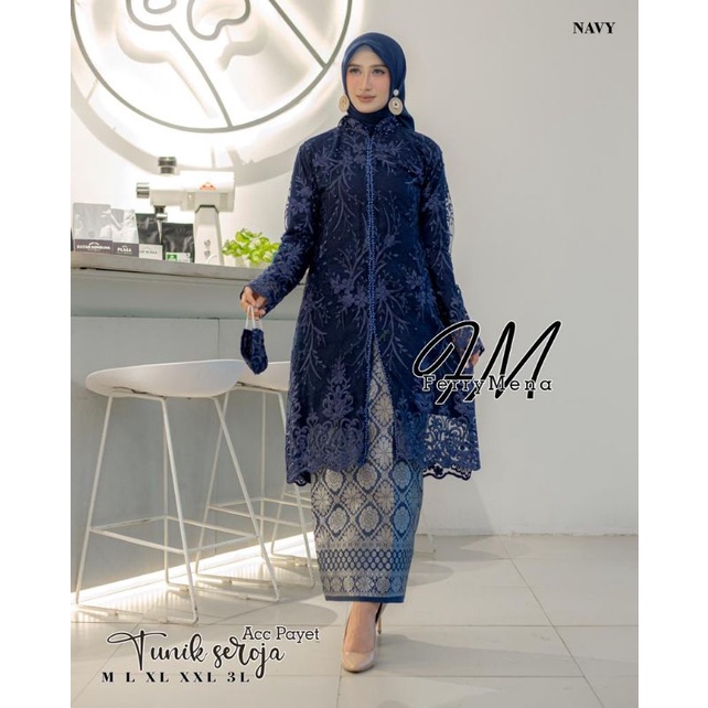 Permata Olshop / Kebaya Tunik Payet Seroja FM / Kebaya Busui / Kebaya Jumbo Modern / Kebaya Pesta Mewah / Kebaya Payet / Kebaya Tunik / Set Kebaya Rok Songket