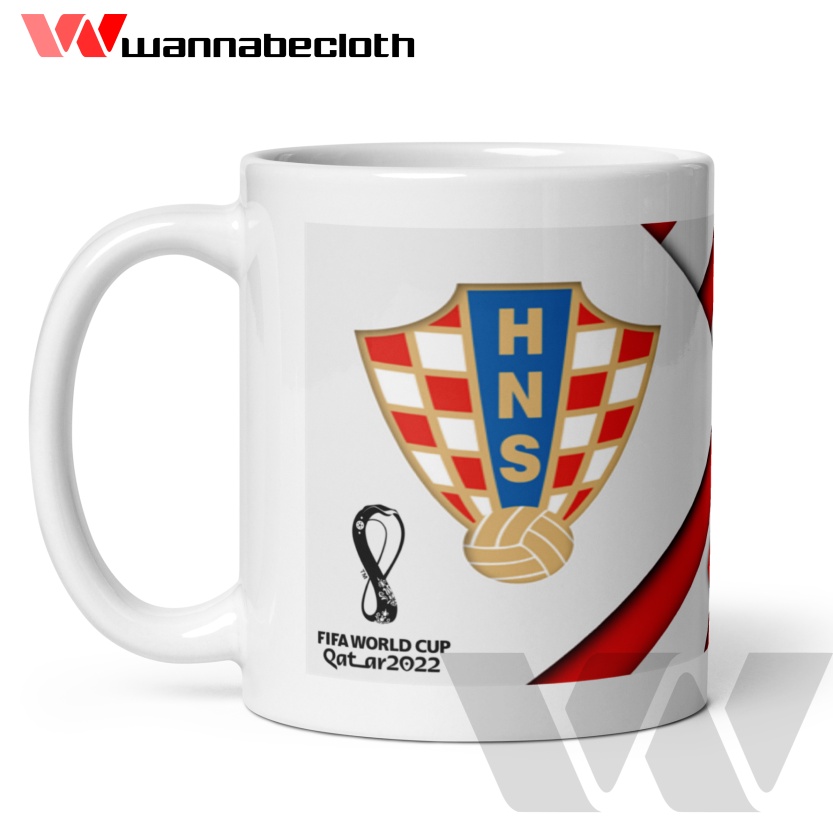Mug Piala Dunia Souvenir Mug Custom Gelas World Cup Piala Dunia 2022 Qatar 2022 Croatia Kroasia