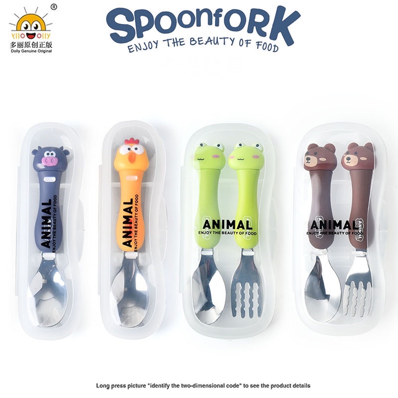 SENDOK GARPU SET PERALATAN MAKAN ANAK MOTIF ANIMAL / SENDOK GARPU STAINLESS STEEL