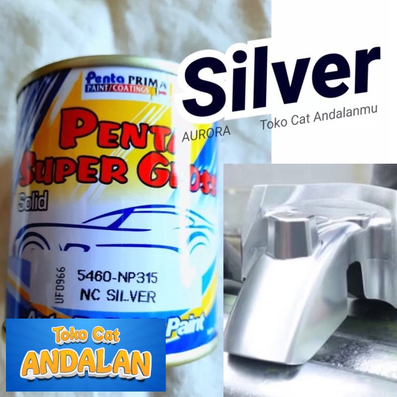 Toko Andalan - Cat Penta Super Gloss NC Silver Solid Gloss Mengkilap 200ml / Motor Mobil Sepeda Duco Duko Dico Semprot Silfer | Toko Andalan Mobil dan Motol