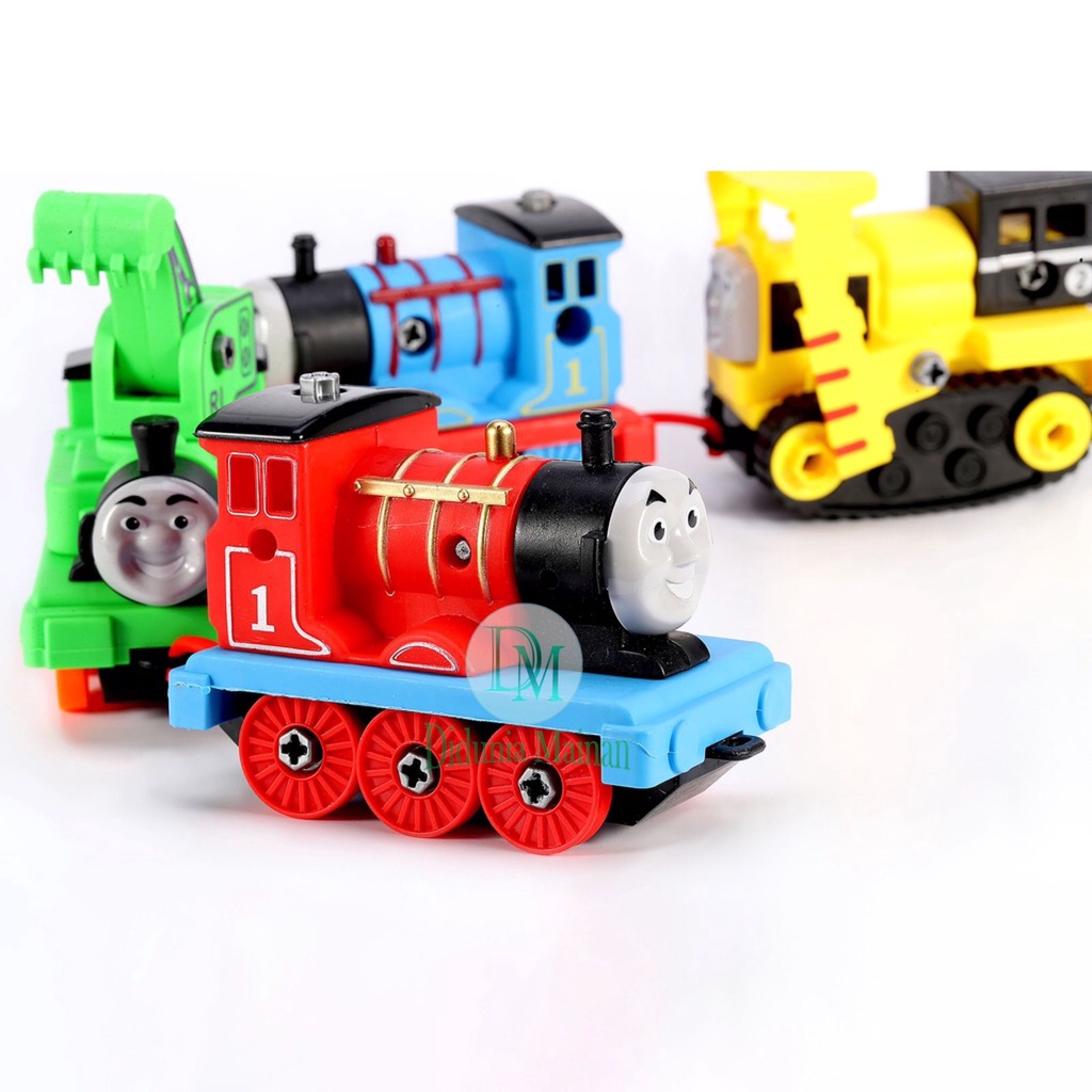 Mainan anak diy bongkar pasang kereta api thomas set 4 pcs assemble train