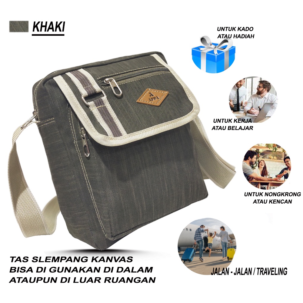 Slingbag BAEPACK // Tas Slempang Gaul Kanvas Vintage Classic Pria Wanita