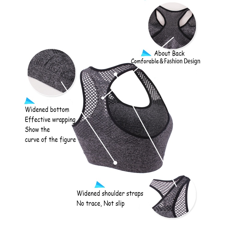 Sports bra Kembali Gesper Disesuaikan Shockproof dan cepat kering Kebugaran Bra melubangi Yoga bra 404