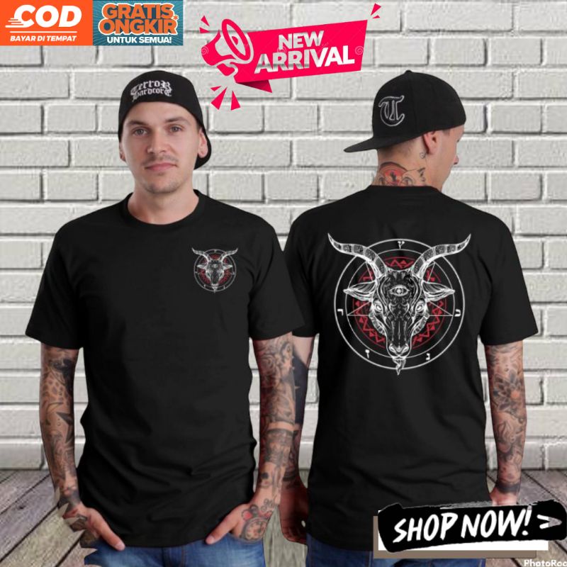Baju Kaos Lengan pendek Motif Satanic Disturbia Murah Original