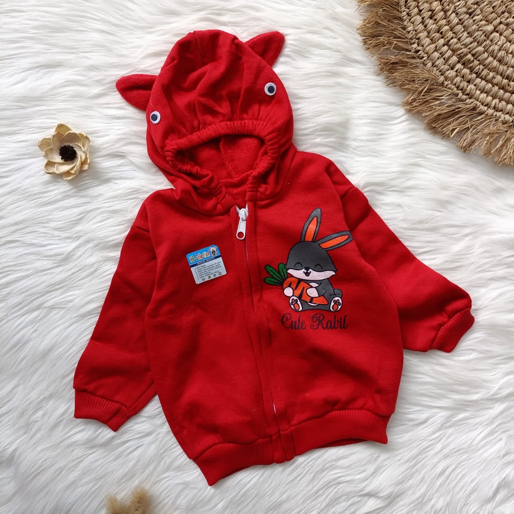 Jaket bayi cute rabbit 3-12 bulan / jaket bayi murah / jaket bayi tebal / jaket bayi lucu / baju hangat bayi / outer bayi/ atasan bayi