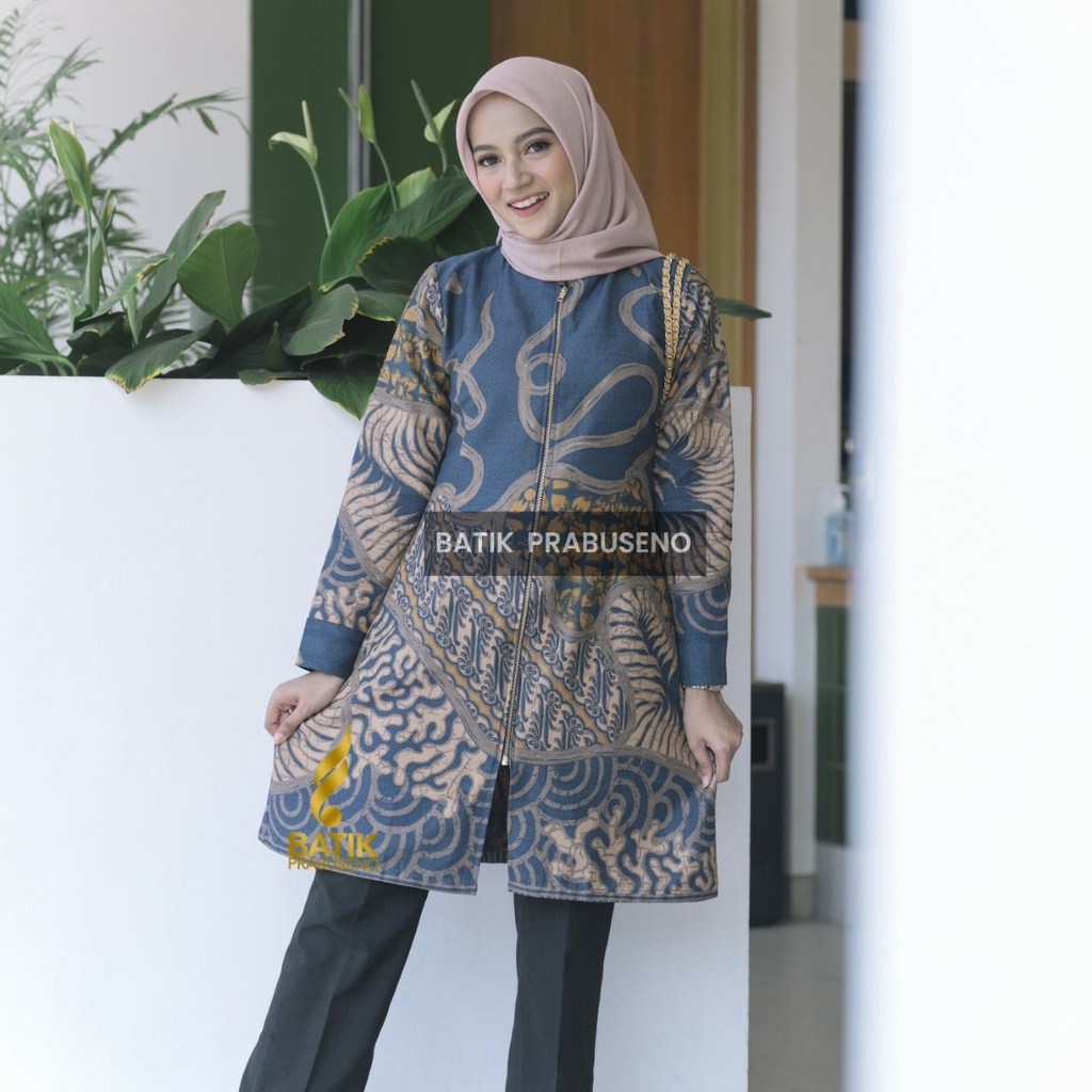 Atasan Batik Wanita Tunik Motif Sembadra Kain Dobby Original Asli Batik Prabuseno Solo Baju Atasan J