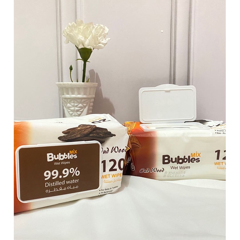TISU TISSUE BASAH MIX BUBBLES MIX OUD WOOD GAHARU 120 WET WIPES